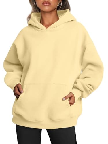 Image of Trendy Queen Womens Oversized Hoodies Fleece Sweatshirts Fall Fashion Pullover Sweaters Winter Clothes, Light Yellow, XL