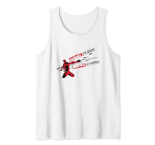 Image of Marvel Deadpool & Wolverine Marvel Studios Sword Split Logo Tank Top