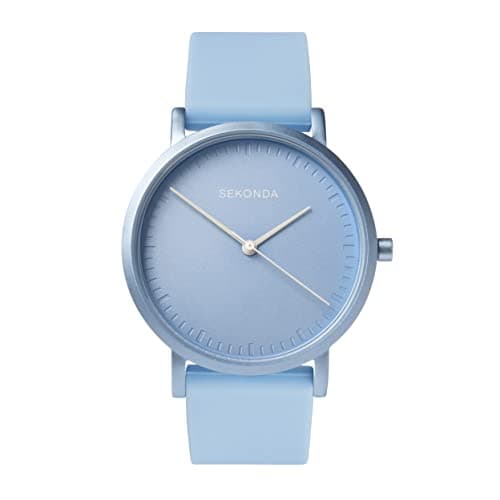 Image of Sekonda in Colour Ladies 34mm Quartz Watch in Blue with Analogue Display, and Blue Silicone Strap 40393