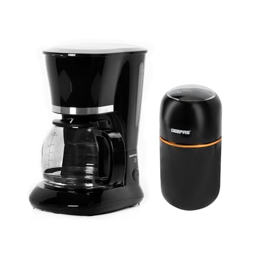Image of GEEPAS 1.5L Filter Coffee Machine & Coffee Grinder 80g Capacity Combo Set | 800W Coffee Maker for Instant Coffee, Espresso, Macchiato | 200W Electric Coffee Grinder for Dried Spice Nuts Herbs | Black