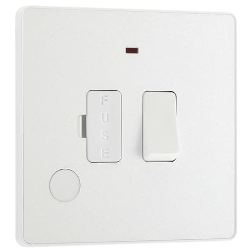 Image of BG Electrical Switched Fused Connection Unit with LED Power Indicator and Flex Outlet, Fused Spur Switch, Double Pole, Screwless Front Plate, Round Edges, Evolve, Pearlescent White, 13A, PCDCL52W