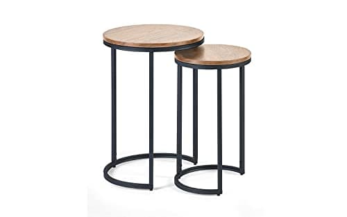 Image of Julian Bowen Tribeca Round Nesting Side Tables, Sonoma Oak Effect/Black