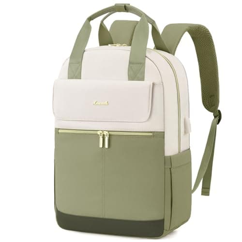 Image of LOVEVOOK Backpack Womens, 15.6 Inch Laptop Rucksack Bag for Ladies, Lightweight School Bag with USB Port & Anti-theft Pocket, Stylish Daypacks Back Pack for College Uni Work Travel, Olive Green