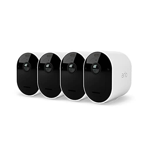Image of Arlo Pro 4 Security Camera Outdoor, 2K HDR, Wireless CCTV, 6-Month Battery, Colour Night Vision, 2-Way Audio, Built-in Siren, No Hub Needed, 4 Cam Kit, Free Trial of Arlo Secure Plan, White