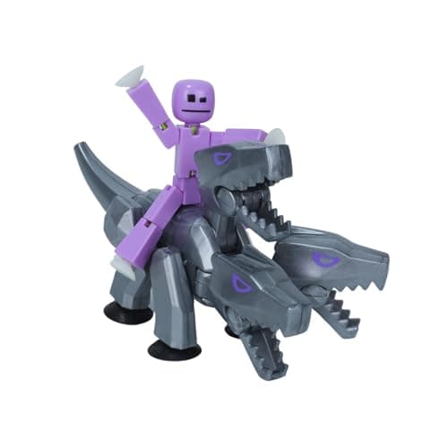 Image of Zing StikBot & Mega Monster Stop-Motion Animation Pack – Exclusive Figure, Creative Toy for Kids Age 4+ (Silver + Lavender Purple)