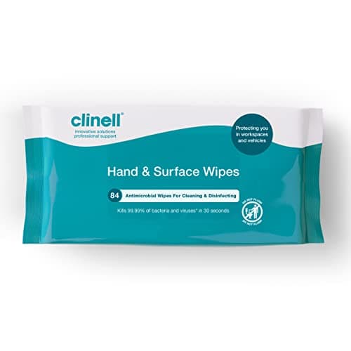Image of Clinell Antimicrobial Hand Wipes for Cleaning & Disinfecting - Sanitising Wipes, Ideal for Travel - Dermatologically Tested, Kills 99.99% of Bacteria & Viruses - 84 Wipes