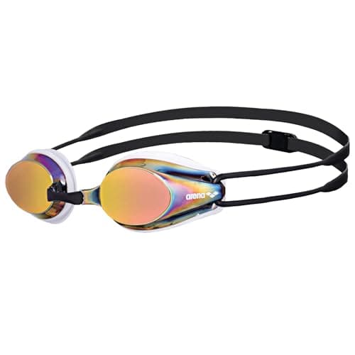 Image of ARENA Tracks Mirror Unisex Adult Race Swimming Goggles, Standard Pool Goggles with Anti-Fog Mirrored Lenses, UV Protection, 4 Interchangeable Nose Bridges, Silicone Seals