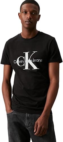 Image of Calvin Klein Men Short-Sleeve T-Shirt Core Monologo Slim Fit, Black (Ck Black), L
