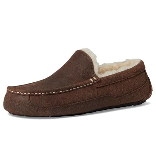 Image of UGG Men's Ascot Leather Distressed Slipper, Dusted Cocoa, 8 UK