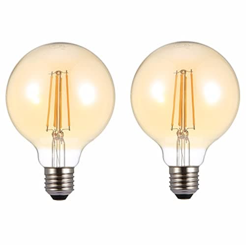 Image of TEKLED G95 Dimmable LED Filament Globe Bulb, 6.5W (60W Equivalent), Warm White 2400K, E27 Edison Screw, Pack of 2