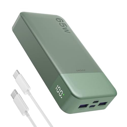 Image of JUOVI Power Bank 65W 20000mAh Laptop Portable Charger, PD QC Fast Charging with 4 USB Ports, External Battery Pack for MacBook iPad Tablet Phone Steam Deck and More (Green)