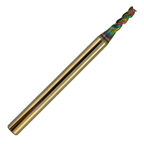 Image of Rennie Tools - 2mm x 6mm Flute Solid Carbide Variable Helix DLC Coated Spiral 3 Flute Endmill For Aluminum Copper Brass Non-ferrous Metals And Plastics / 38-42 Degree Variable Helix End Mill