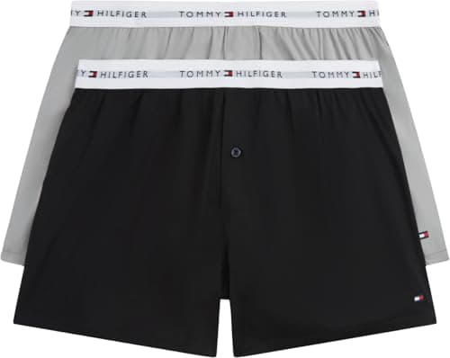 Image of Tommy Hilfiger Men 2P WOVEN BOXER MULTI (Blk/Antique Silver) XXL