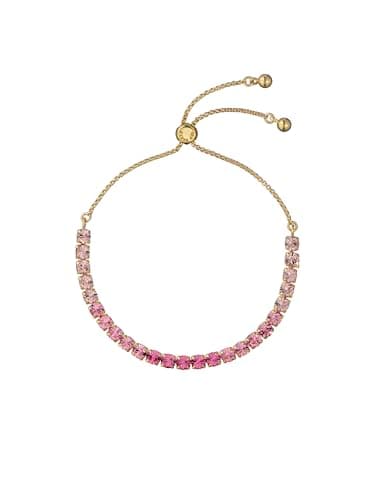 Image of Ted Baker Melrah Icon Crystal Adjustable Tennis Bracelet For Women (Gold/Light Pink Ombre Crystal)