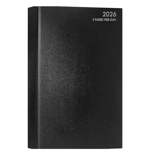 Image of A4 two pages per day 2026 hardback desk diary restaurant planner (Black)
