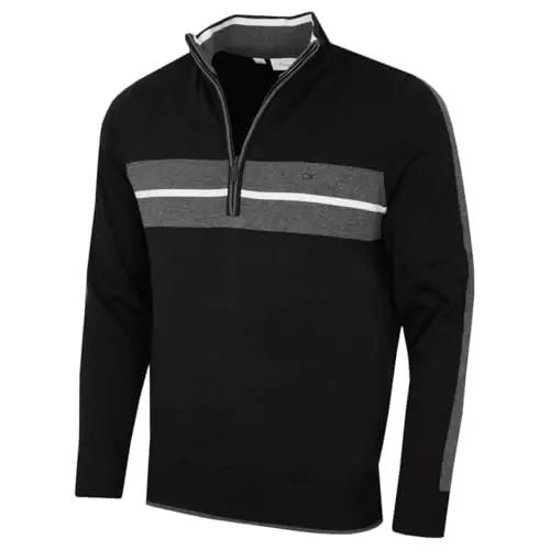 Image of Calvin Klein Mens CK Vertex Half Zip Neck Sweater - Black - XL