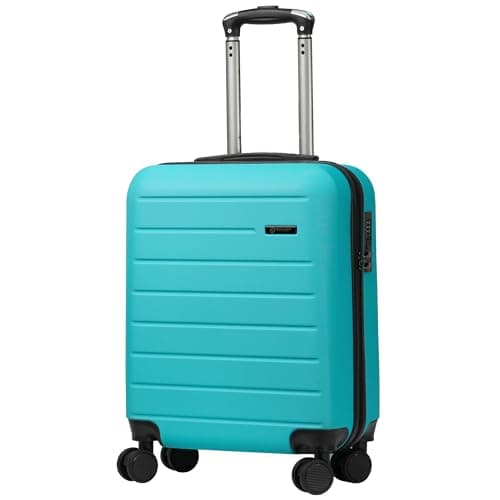 Image of Rocklands® Lightweight 4 Wheel Hard Shell Luggage Suitcase Ryanair Cabin Travel Bag 55x40x20cm - ABS822 (Turquoise)