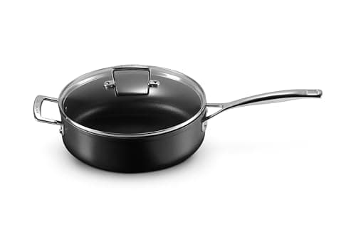 Image of LE CREUSET 51110260010302 Non-Stick Aluminium Saute Pan with Glass Lid, Diameter 26 cm, Suitable for All Hobs Including Induction, Anthracite/Silver