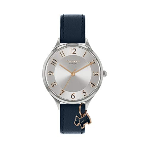 Image of RADLEY Saxon Road Ladies Navy Leather Strap Two Tone Over Sized Numbers Watch RY2965