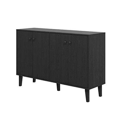 Image of Panana 4 Doors Storage Sideboard Cupboard Console Table Accent Cabinet TV Stand Unit for Living Room (Black)