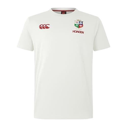 Image of Canterbury Men's British & Irish Lions Canterbury Cotton Rugby Jersey Tee | Short Sleeve T-Shirt | Organic Cotton | Official British & Irish Lions Licensed Product Non-Technical T-Shirt, Egret, S