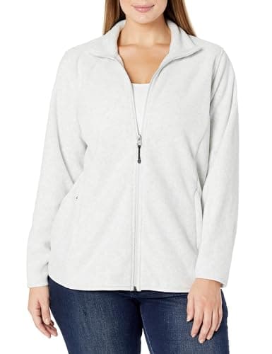 Image of Amazon Essentials Women's Classic-fit Long-Sleeved Full Zip Polar Soft Fleece Jacket (Available in Plus Size), Light Grey Heather, S