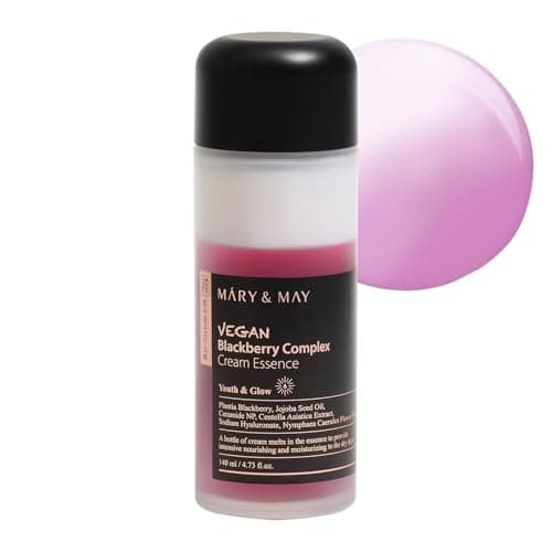 Image of Mary&May Vegan Blackberry Complex Cream Essence - Intense Hydrating & Soothing Face Essence - Fragrance-Free, Hypoallergenic, Deep Moisture, Anti-Aging, Boost Elasticity, Korean Skincare, 140ml