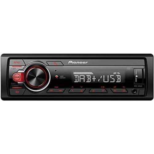 Image of Pioneer MVH-130DAB 1-DIN receiver with DAB/DAB+, Red illumination, USB and compatible with Android devices.