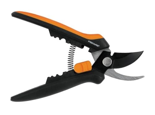 Image of Fiskars Solid Snip Pruner, Floral SP14, Length: 24cm, Steel Blades/Plastic Handle, Black/Orange, 1051601