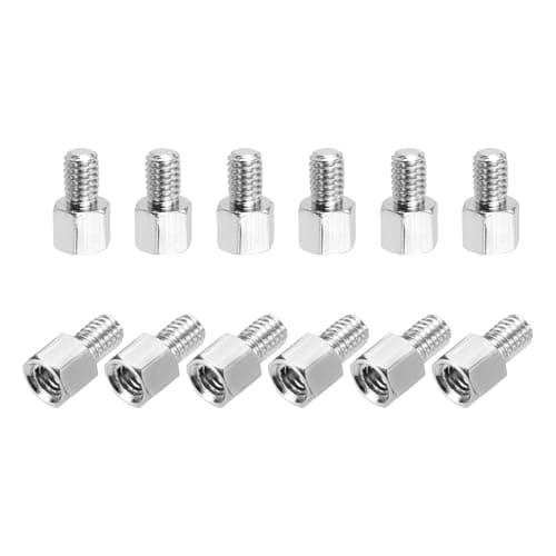 Image of sourcing map Hex Spacer Screws, M4x5mm+6mm Male to Female Thread Brass Nickel Plated Motherboard Standoffs Spacer Pillars for PCB Circuit Boards FPV Quadcopter Drone DIY, Pack of 12