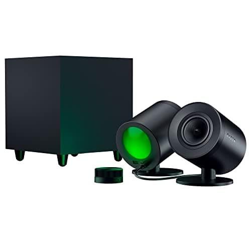 Image of Razer Nommo V2 Pro - Full-Range 2.1 PC Gaming Speakers with Wireless Subwoofer (3” Full-Range Drivers with Aluminum Phase Plugs, Wireless Down-Firing Subwoofer, THX Spatial Audio) Black