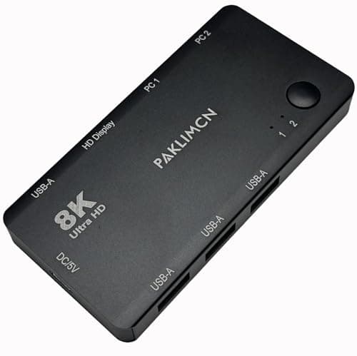 Image of 2-Port 8K@60Hz USB-C KVM Switch, 2 USB-C to 1 HDMI Screen,Thunderbolt 3/4 Compatible, 4 USB-A Port, for Dual PC, 2 Computers Share 1 HDMI Monitor & USB Peripherals, No HDMI Cable(HDMI Monitor)