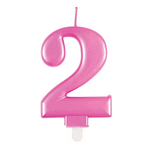Image of Dazzling Metallic Pink Number 2 Birthday Candle - Perfect Cake Topper for Unforgettable Milestones - 1 Pc
