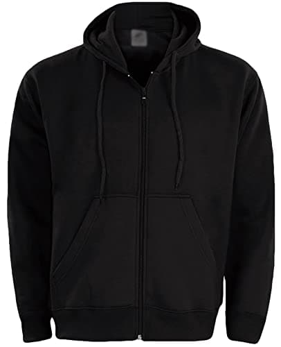 Image of True Face Mens Hoodie Zip Up Classic Hooded Top Plain Ribbed Cuff Long Sleeve Sweatshirt 032 Hody Black XL