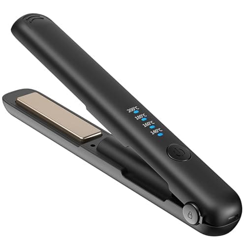 Image of Cordless Hair Straighteners 2-in-1 Flat Iron & Curler, Portable Hair Straighteners with Titanium Plates USB Rechargeable, Mini Hair Straightener Travel Size with 4 Temperature Settings
