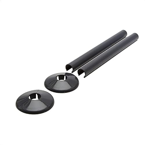 Image of Talon Snappit Radiator Pipe Covers 15mm – Black Snap-On Pipe Collar Covers for Radiator Pipes – Decorative Pipe Covers for Heating Pipework – 2 Pack
