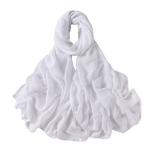 Image of Txameru Women's Hijab Viscose Hijab for Women Muslim Cotton Hijab Fashion Hijab Scarf, White, Standard