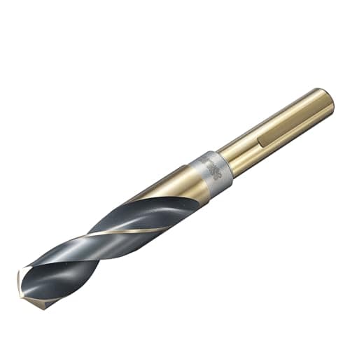 Image of sourcing map 17.5mm (11/16") Drill Bit 1/2" Reduced 3-Flat Shank 4241 High-Speed Steel Bits Black and Gold Finish 118°Drill for Light-duty Machining Acrylic Plastic Wood Soft Metal