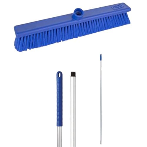 Image of Robert Scott Soft Washable Broom Head 45cm and 125cm Hygiene Handle for Indoor and Outdoor Sweeping (Blue)