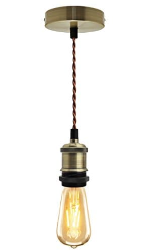 Image of Industrial Vintage Brass Pendant Ceiling Light Lamp Holder Antique Retro E27 Fitting M0010-AB