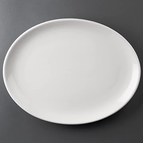Image of Olympia Athena Hotelware Oval Coupe White Plates, Pack of 6, 305 x 241mm / 12 x 9 1/2 inch, Catering and Restaurant Grade | CC212