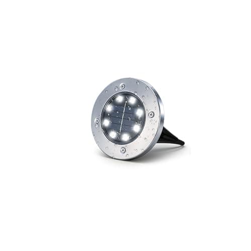 Image of SLWOO Solar Lights Outdoor Garden - 1 Pack Solar Ground Lights, 8 LED White Solar-Powered Disk Light Outdoor, IP65 Waterproof Landscape Lighting for Garden Pathway Lawn Patio Yard