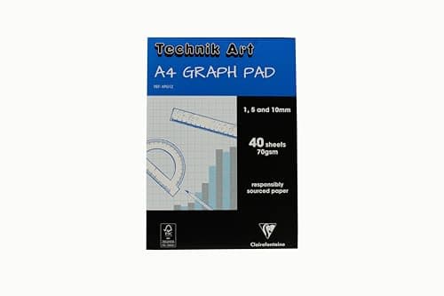 Image of Clairefontaine - Ref XPG1Z - Technik Art - Graph Pad, A4 210 x 297mm, 1/5/10mm Blue Printed Grid Pattern, 40 Sheets Per Pad, Suitable for Photocopying - Blue & White