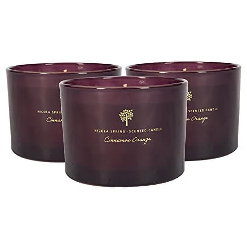 Image of Nicola Spring Cinnamon & Orange Scented Candle - 350g - Pack of 3-38 Hour Burning Time Natural Soy Wax Double Wick Candles Relaxing Fragrance Aromatherapy Gift Set