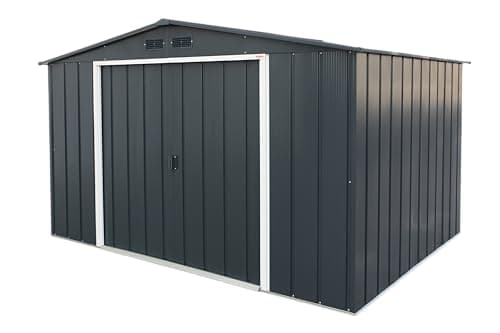 Image of Duramax ECO 10 x 8 (7.80 m2) Metal Garden Storage Shed, Hot-Dipped Galvanized Metal Shed, Tool Storage Shed, Strong Reinforced Roof Structure, Maintenance-Free Metal Shed, Anthracite