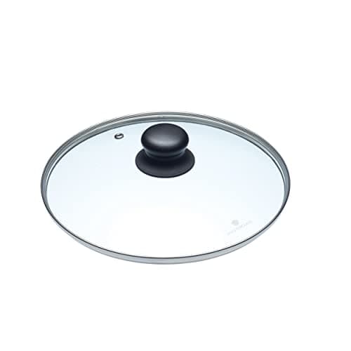 Image of MasterClass Glass Saucepan Lid, Spare Lid for Saucepans & Frying Pans, Tempered Glass and Heat-Resistant Handle, Oven Safe to 180 Degrees, Dishwasher Safe, 24cm