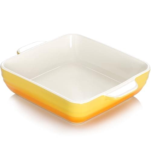 Image of NUTRIUPS 8x8 inch Square Baking Dish, 1.5L Ceramic Baking Pan with Handles, Casserole Dish for Oven, Porcelain Bakeware (Gradient Yellow)