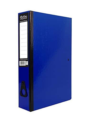 Image of ED Pukka Foolscap A4 Glossy Box Files with Document Clip & Push Lock School Work Office 70mm Spine File Organiser (Navy)