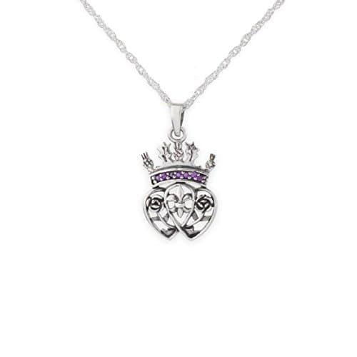 Image of Hamilton & Young Women's 925 Sterling Silver Scotland Royalty Mary Stuart Queen Of Scots Round Shape Necklace Pendant - Amethyst Colour Stones - Includes A 16" Silver Chain