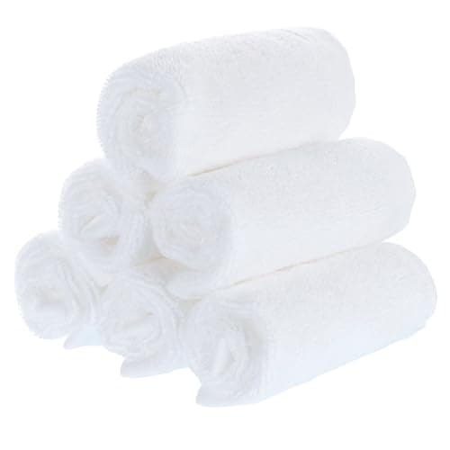 Image of 6 Pack Flannel Face Cloths, 20x20cm Face Flannels Cotton Face Cloth Facial Cleaning Cloth Washcloth Face Removing Towel Makeup Remover Wipes Muslin Cloths for Beauty Routine